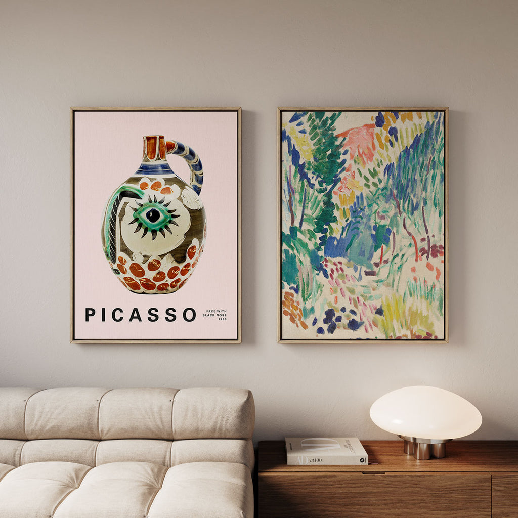 Canvas Print with Floating Frame – Pablo Picasso – Face with Black Nose 01