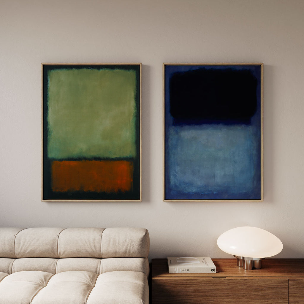 Canvas Print with Floating Frame – Mark Rothko (Black, white, blue on blue)