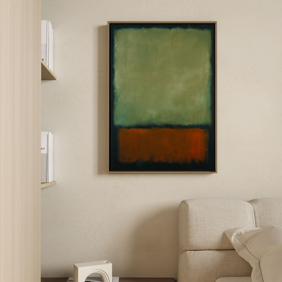 Leinwandbild mit Schattenfugenrahmen – Mark Rothko (Grün, Orange, Dunkelgrün)