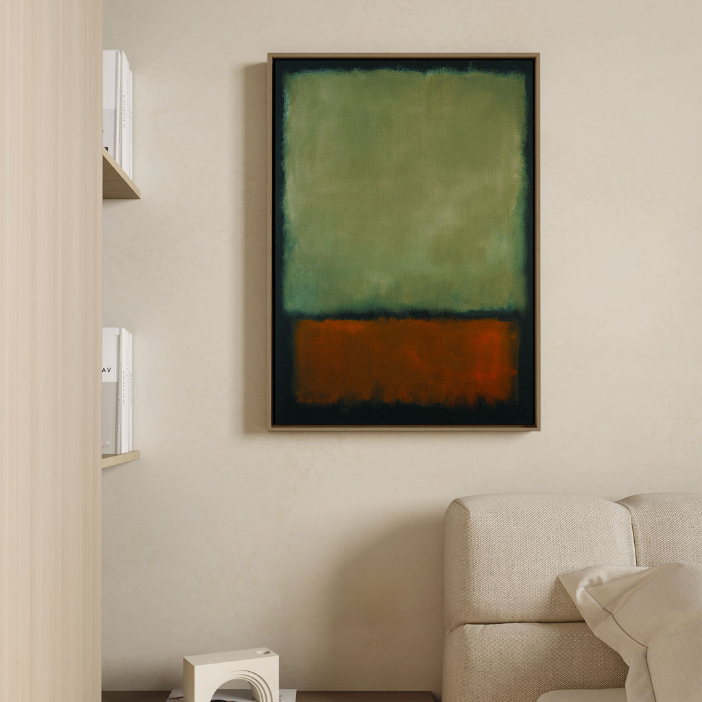 Canvas Print with Floating Frame – Mark Rothko (Green, orange, dark green)
