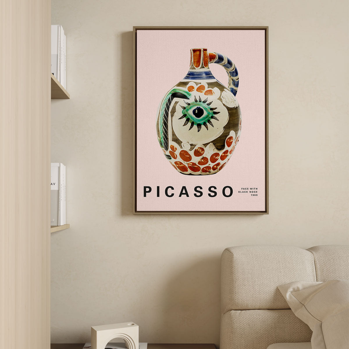 Canvas Print with Floating Frame – Pablo Picasso – Face with Black Nose 01