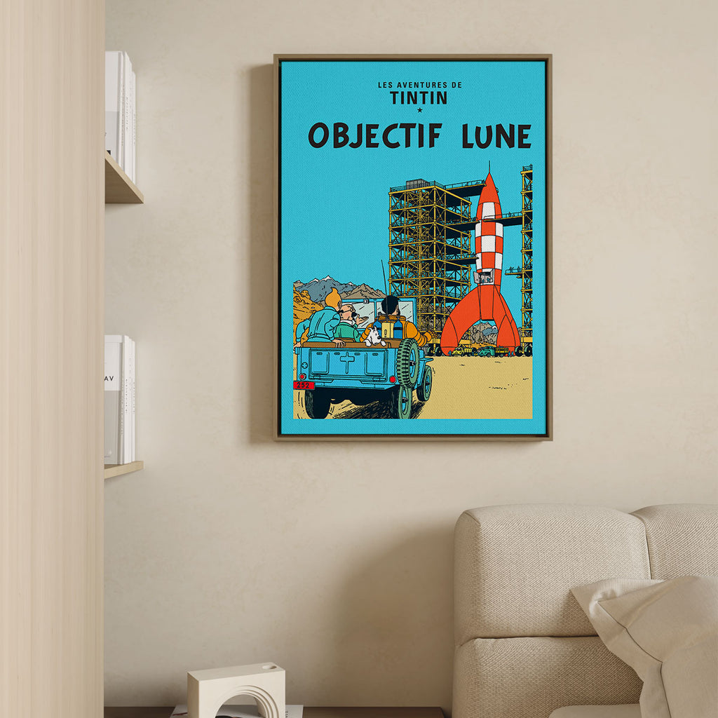 Canvas Print with Floating Frame – Tintin – Objectif Lune