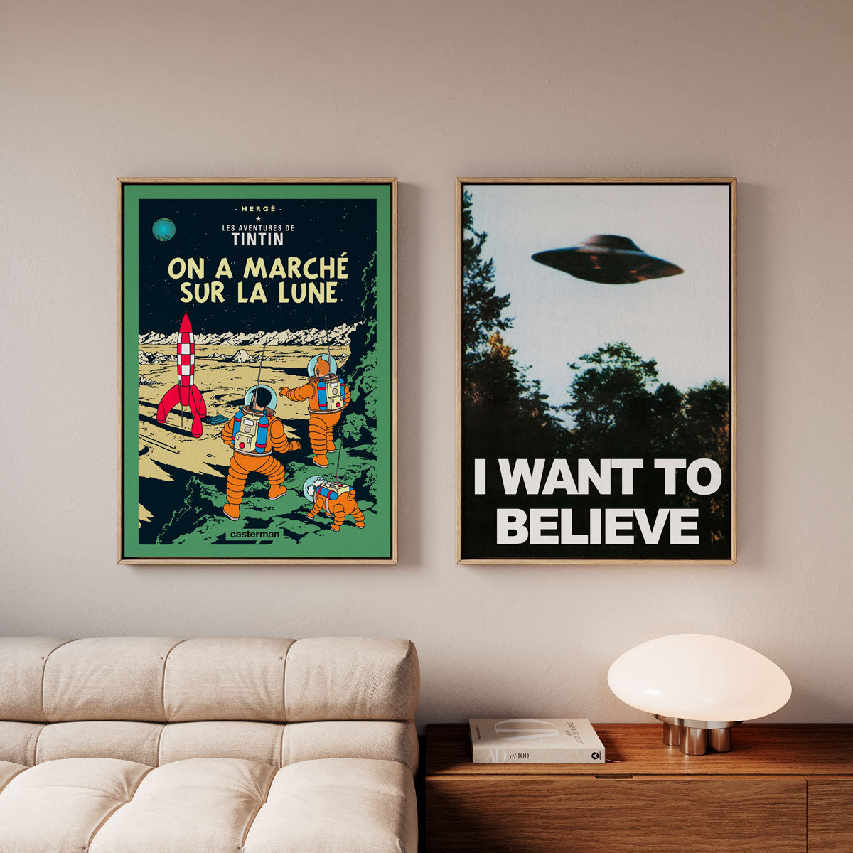 Canvas Print with Floating Frame – Tintin – On a marché sur la Lune