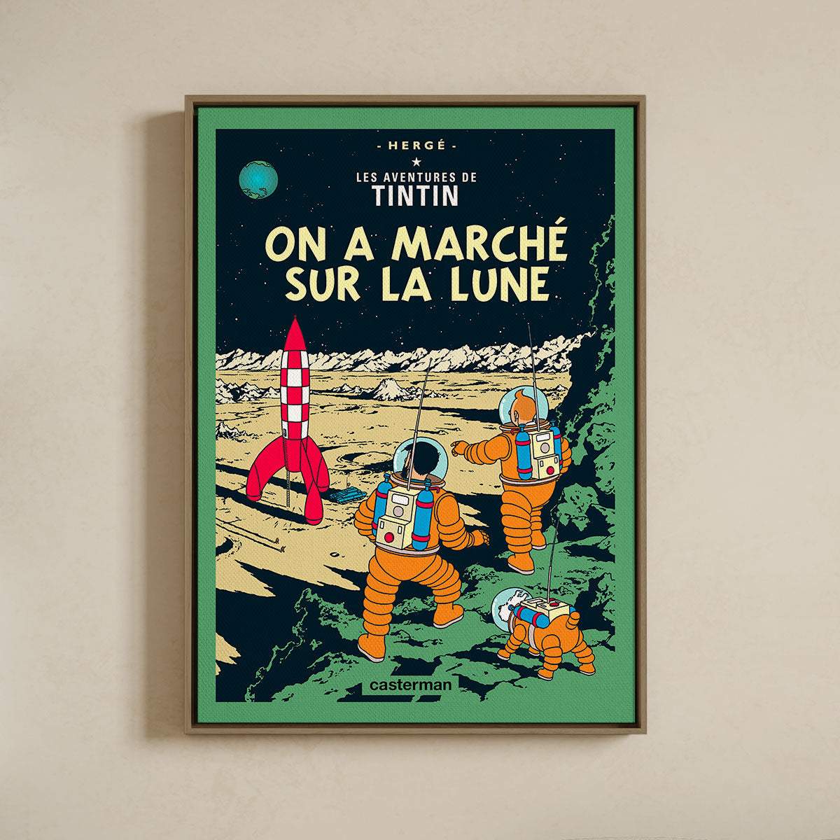 Canvas Print with Floating Frame – Tintin – On a marché sur la Lune