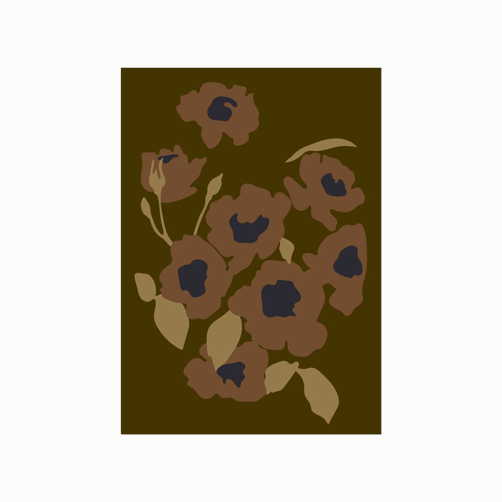 Brown Florals art poster