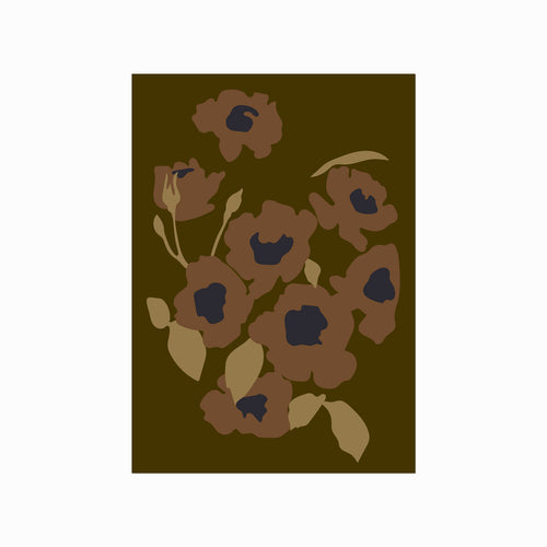 Brown Florals art poster