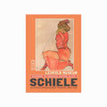 Egon Schiele – Kneeling Female in Orange Red Dress art poster