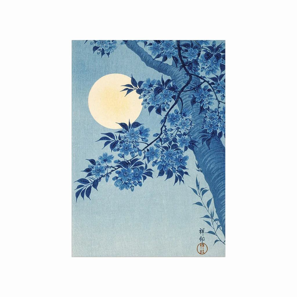 Blossoming Cherry on a Moonlit Night art poster