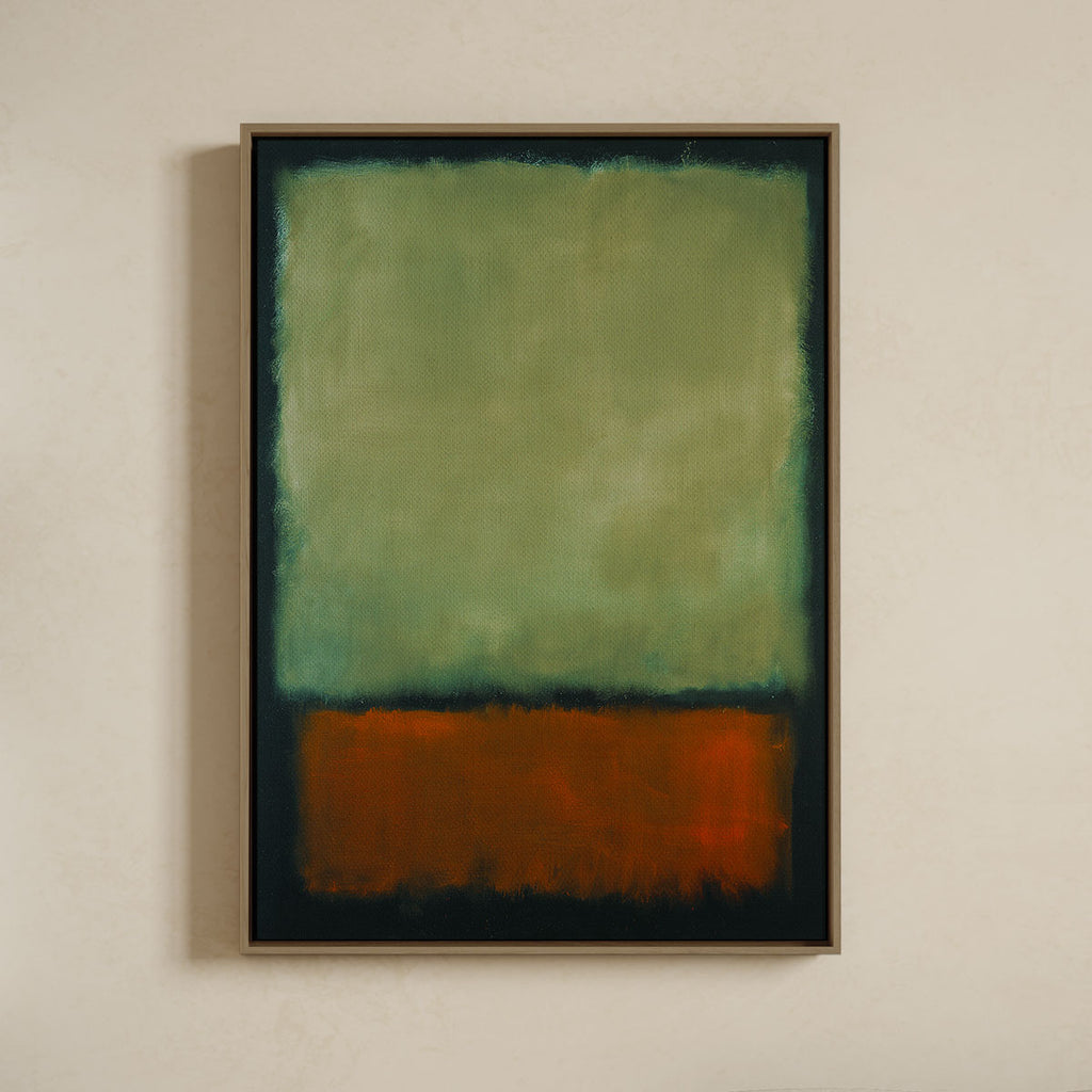 Canvas Print with Floating Frame – Mark Rothko (Green, orange, dark green)