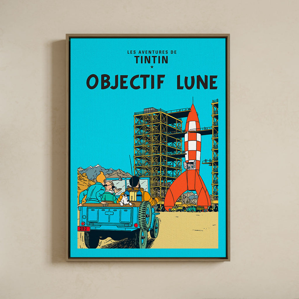 Canvas Print with Floating Frame – Tintin – Objectif Lune