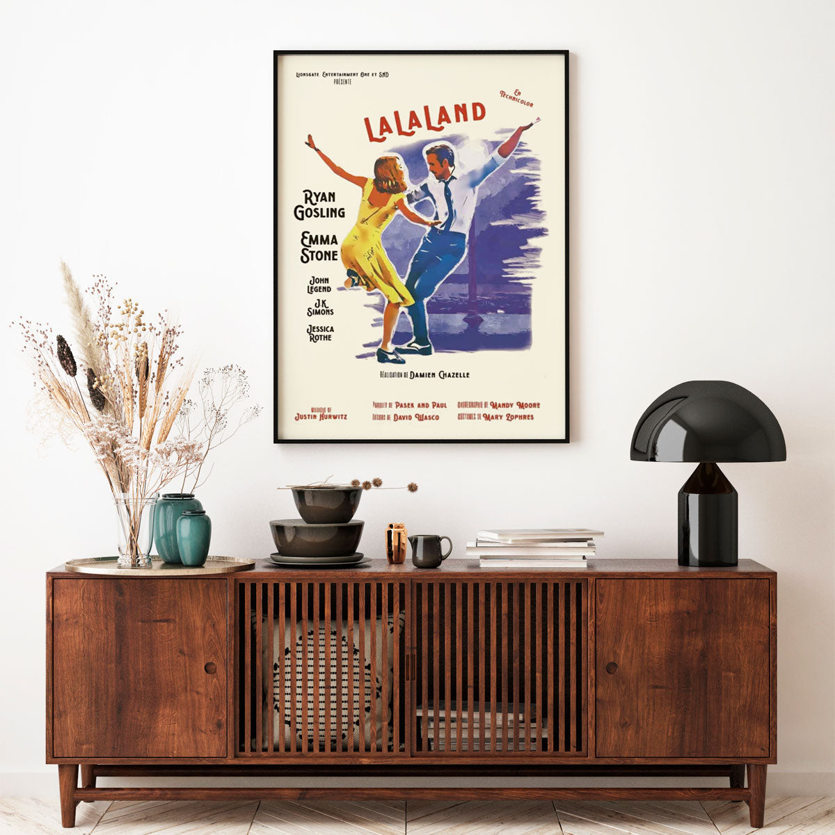 La La Land movie poster shown framed on a wall