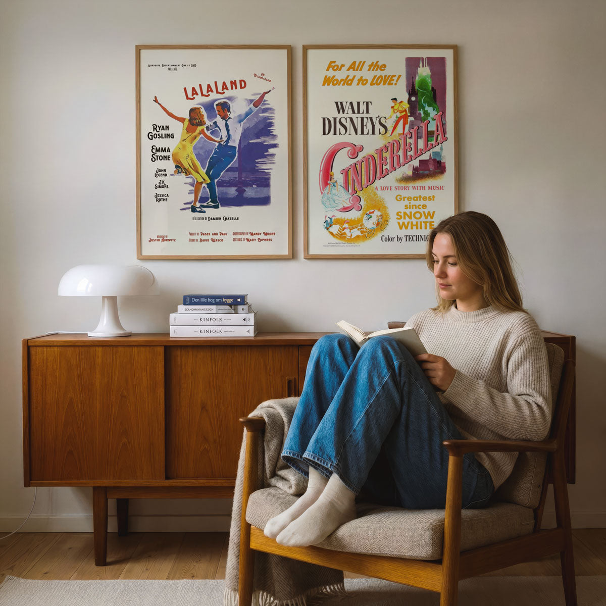 Cinderella movie poster in an interior setting