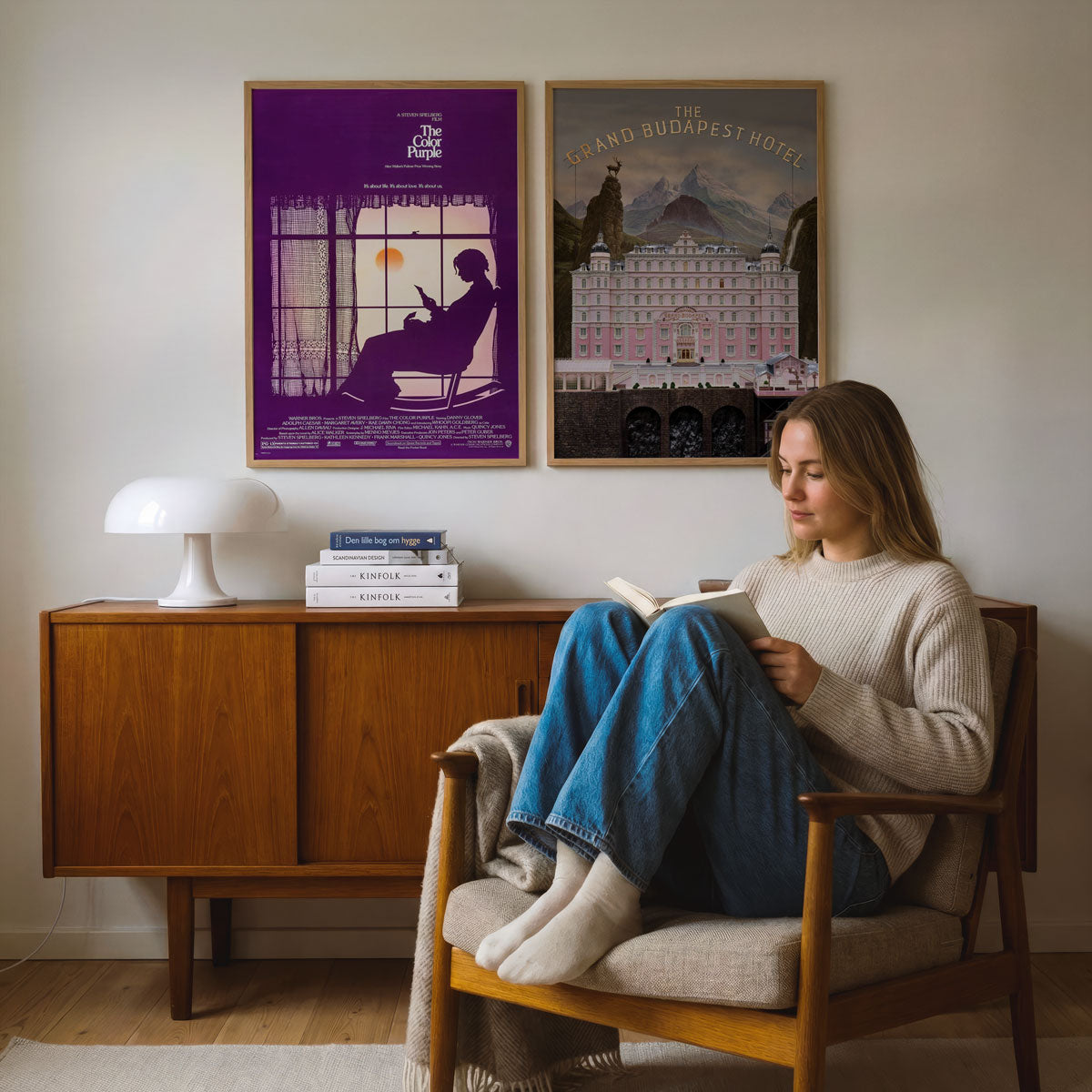 The Color Purple movie poster in an interior setting